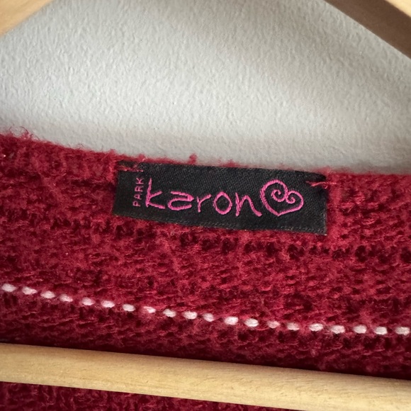 Karon Elegant Burgundy Patterned Cardigan - Picture 2 of 5